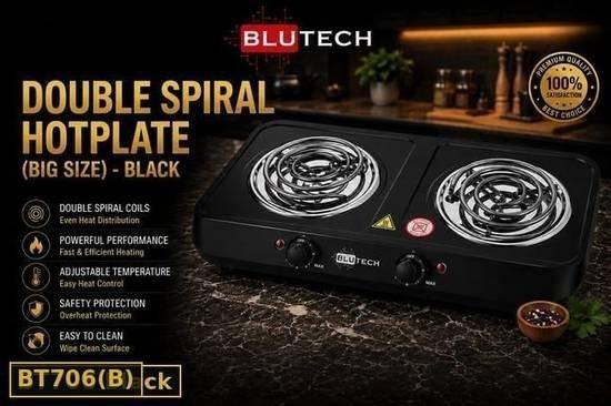 Electric Hot Plate — Double Spiral (Big Size) Black