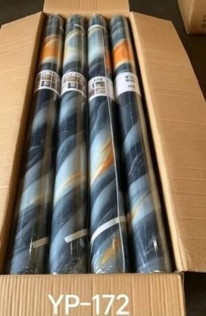 Marble Gilt-Foil Wall Covering Roll — Blue Copper Swirl