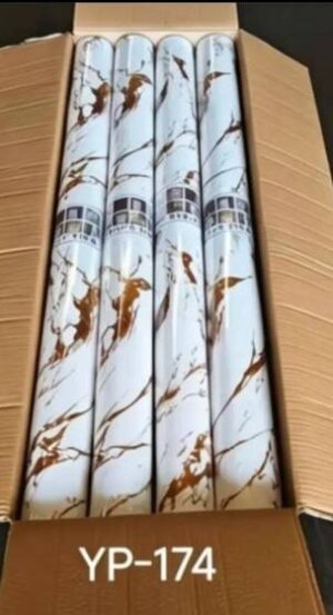 Marble Gilt-Foil Wall Covering Roll — White Rust Vein