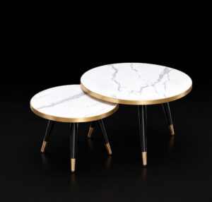 4060# coffee TABLE 61*61*4 white & black